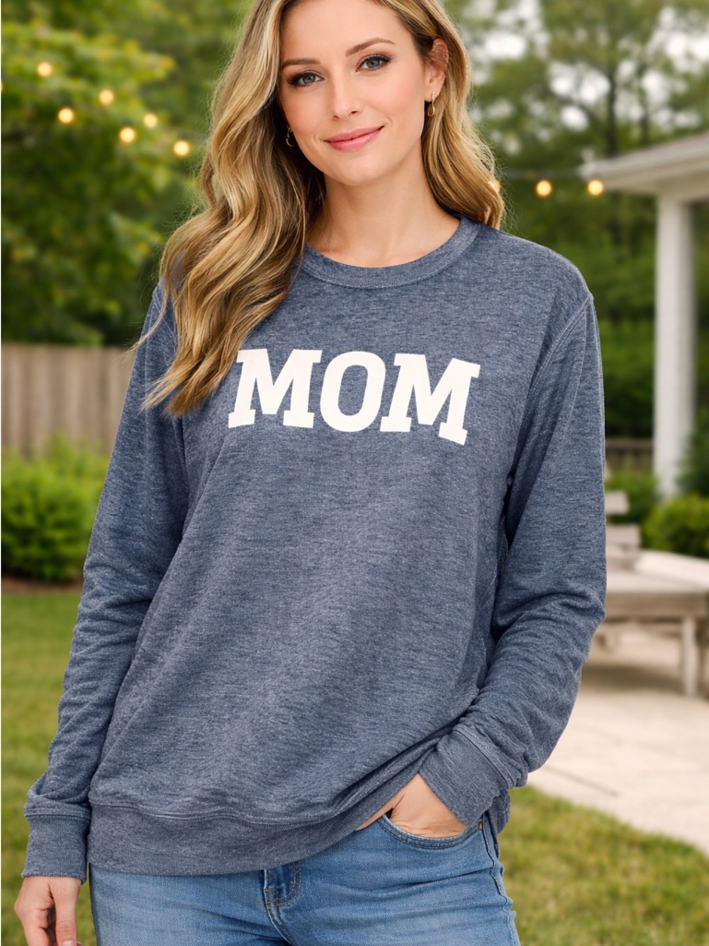 MOM Crewneck Sweatshirt - Heather Navy